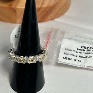 Bomb Party Lemon Cubic Zirconia Eternity Band Ring Size 8